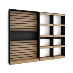 Librería estantería, 230x186x25cm, Roble y negro