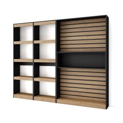 Librería estantería, 230x186x25cm, Roble y negro