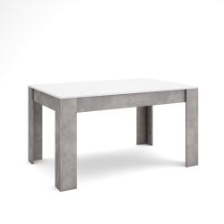 Mesa Comedor, 140x90x76 cm, Blanco y cemento