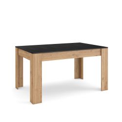 Mesa Comedor, 140x90x76 cm, Negro y roble