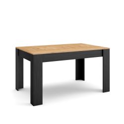 Mesa Comedor, 140x90x76 cm, Roble y negro