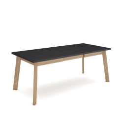 Mesa Comedor, Negro y roble, Patas de madera