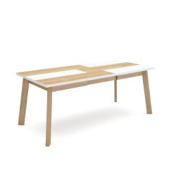 Mesa Comedor, Roble y blanco, Patas de madera