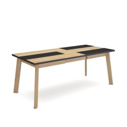 Mesa Comedor, Roble y negro, Patas de madera