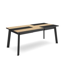 Mesa Comedor, Roble y negro, Patas de madera