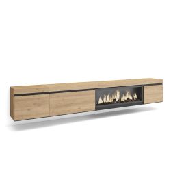 Mueble TV, 288x45x35cm, Chimenea eléctrica...