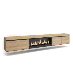 Mueble TV, 288x45x35cm, Chimenea eléctrica...